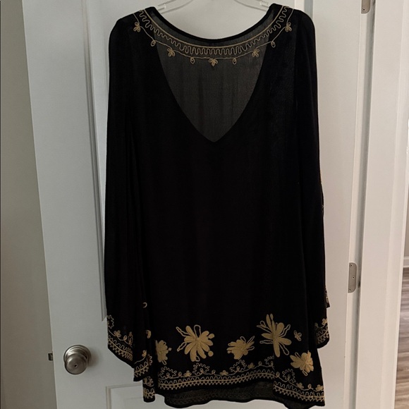 Free People Black Tunic with Gold Floral Embroidery - Picture 8 of 8